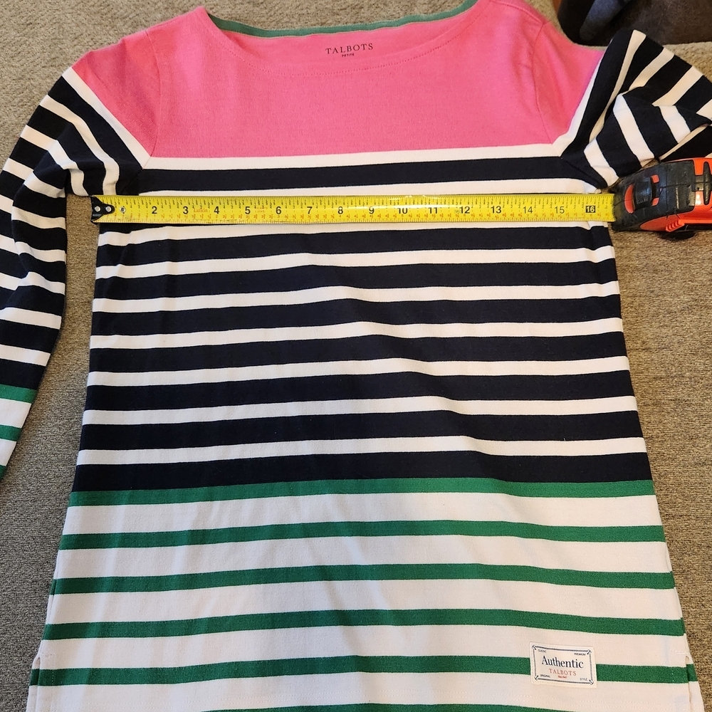 Authentic Talbots Long Sleeve Top - Pink and Black Stripes - Picture 6 of 7